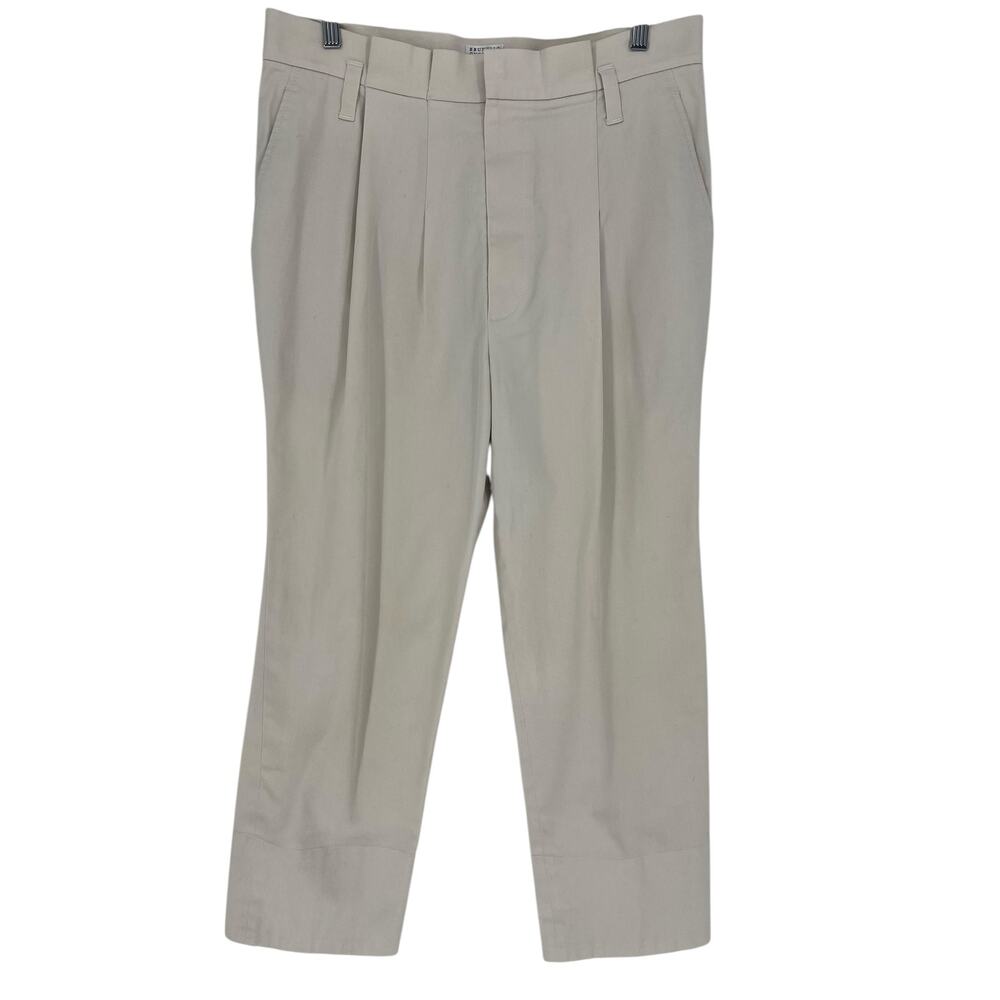 Brunello Cucinelli Pleated Cotton‎ Blend Ruffle Waistband Pants - Picture 4 of 13